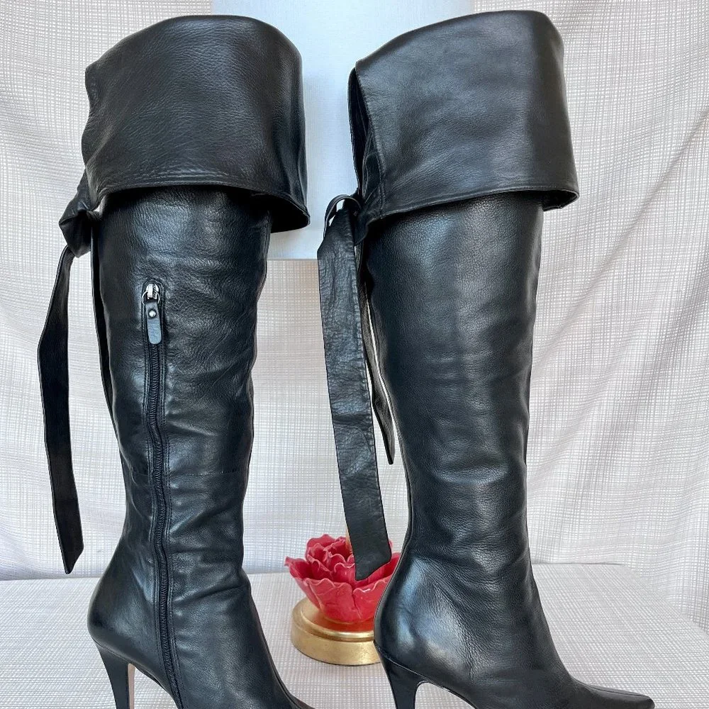Via Spiga Leather Maddy Over the Knee 100% Leather Boots Soft Buccaneer OTK